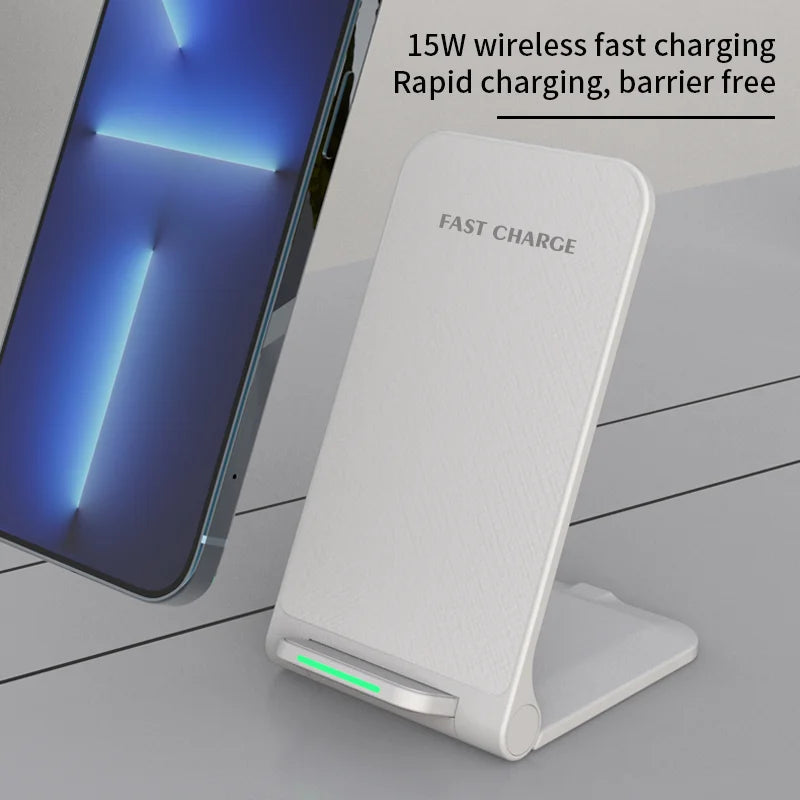 Wireless Charger Stand Pad for Iphone 15 14 13 12 11 Pro Max Samsung Xiaomi Phone Chargers Induction Fast Charging Dock Station