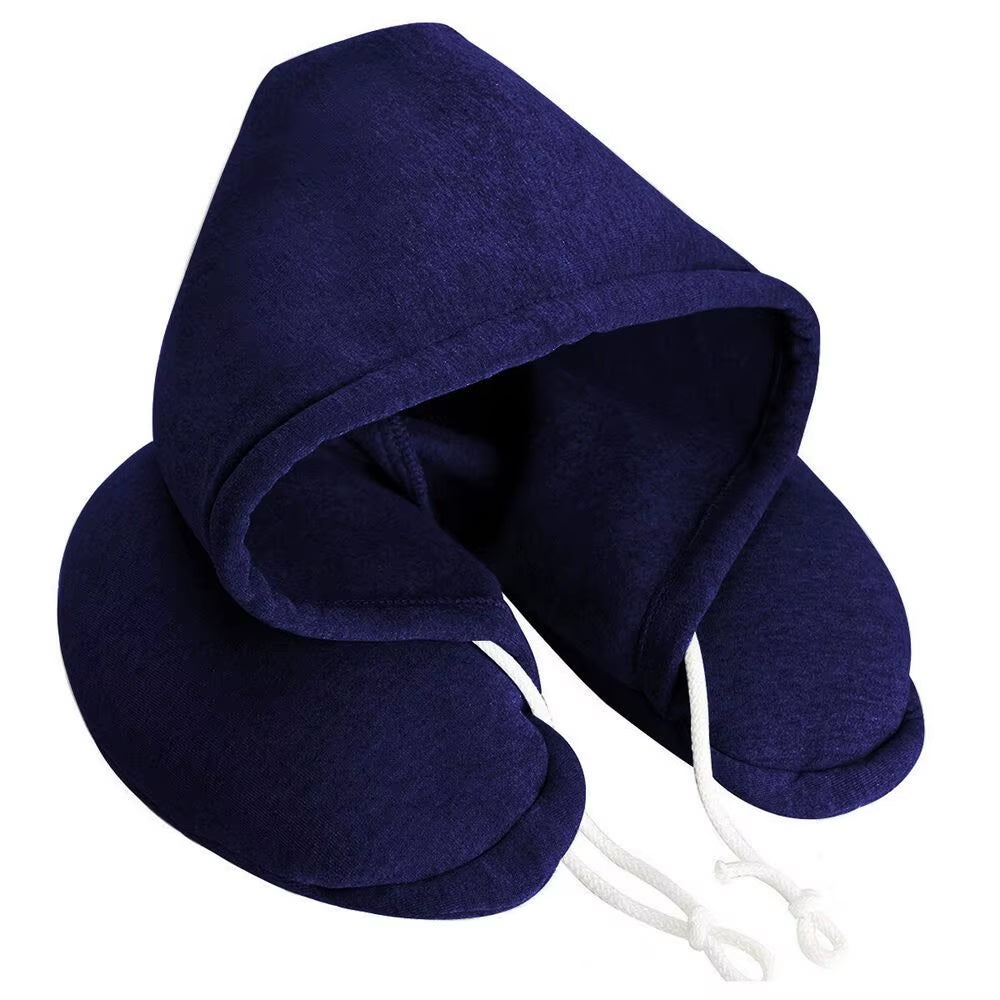 U-Shape Soft Comfortable Hooded Neck Travel Pillow Airplane Pillow with Hoodie