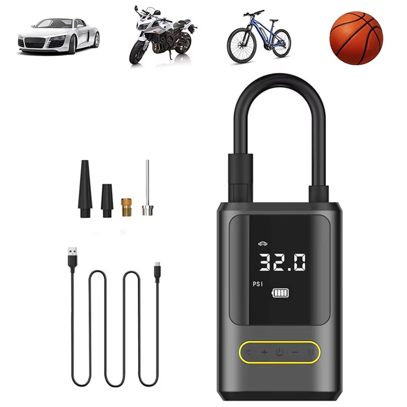 Powerful Wireless Car Air Compressor - Versatile Electric Tire Inflator for Cars, Motorcycles, Bicycles, and More!