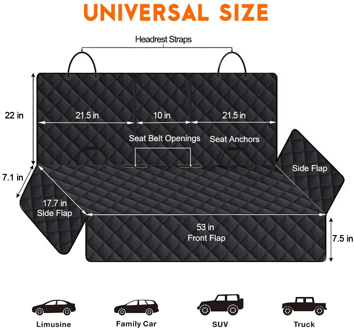 Ultimate Dog Car Seat Cover - Waterproof, Non-Slip Protector for Back Seats - Fits Most Cars, Trucks & SUVs - Black