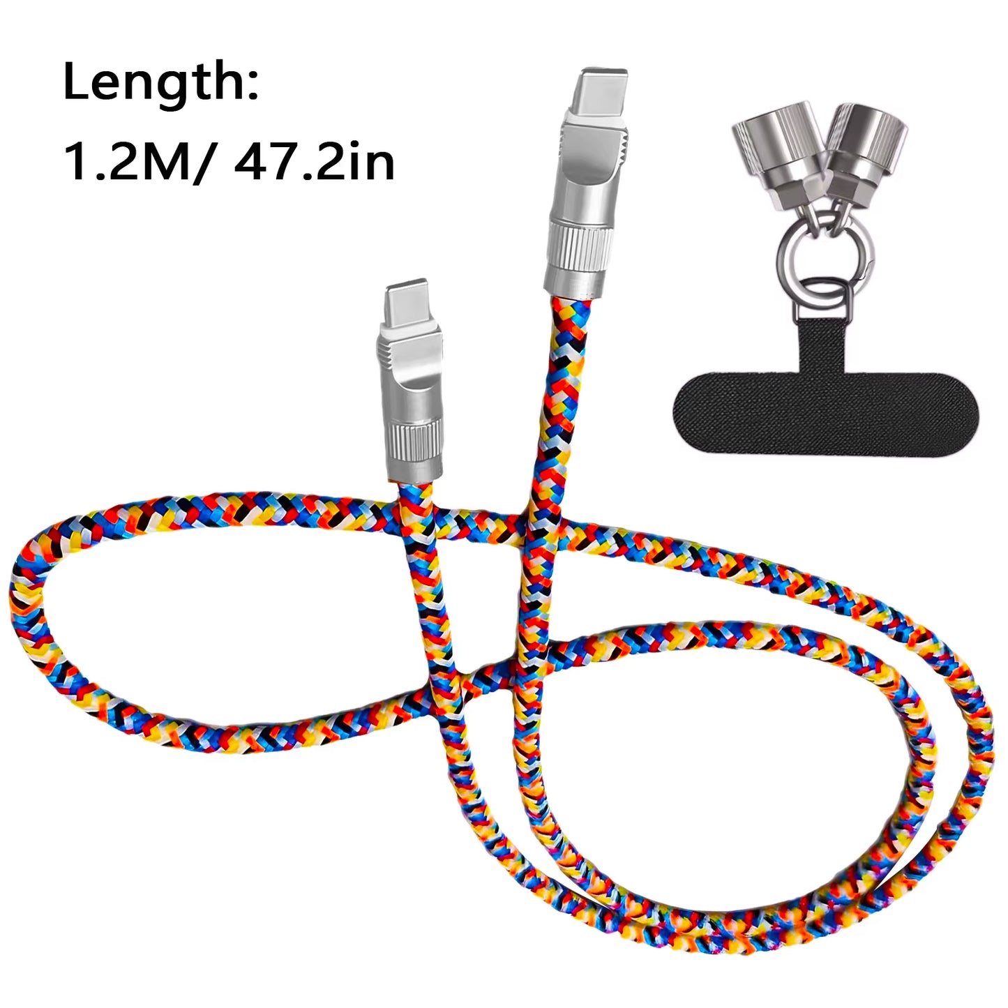 240W Fast Charging USB-C to C-Type Data Cable, Suitable for Type-C Phone Lanyard and Charging Cable 2-In-1 C-To-C Neck Wristband