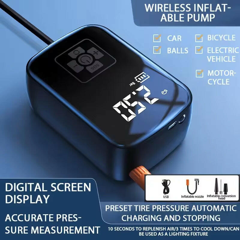 Powerful Wireless Car Air Compressor - Versatile Electric Tire Inflator for Cars, Motorcycles, Bicycles, and More!.