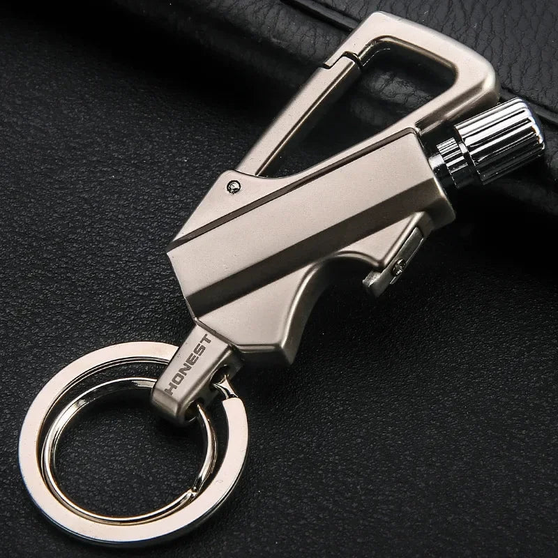 Outdoor Multifunctional Portable Match Keychain, Fuel Lighter, Metal, Camping Ignition Tool, Men'S Gadget