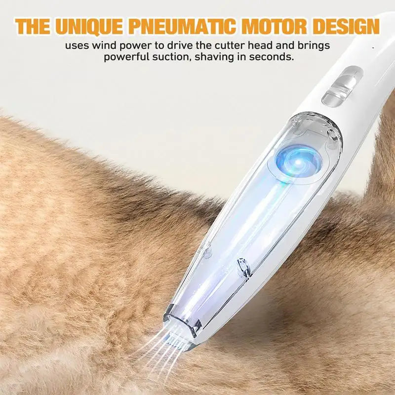 Cordless Dog Hair Trimmer with Vacuum Suction - Rechargeable, Low Noise Electric Groomer for Effortless Pet Grooming