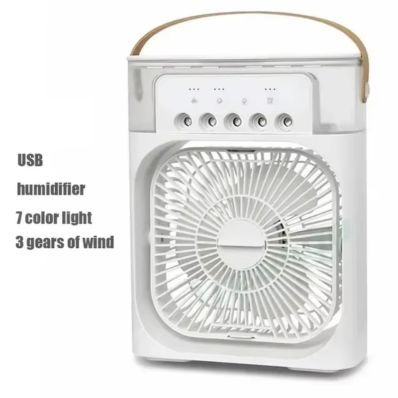 Portable Humidifier Fan Air Conditioners USB Electric Fan LED Night Light Water Mist Fun 3 in 1 Air Cooler Humidifie for Home