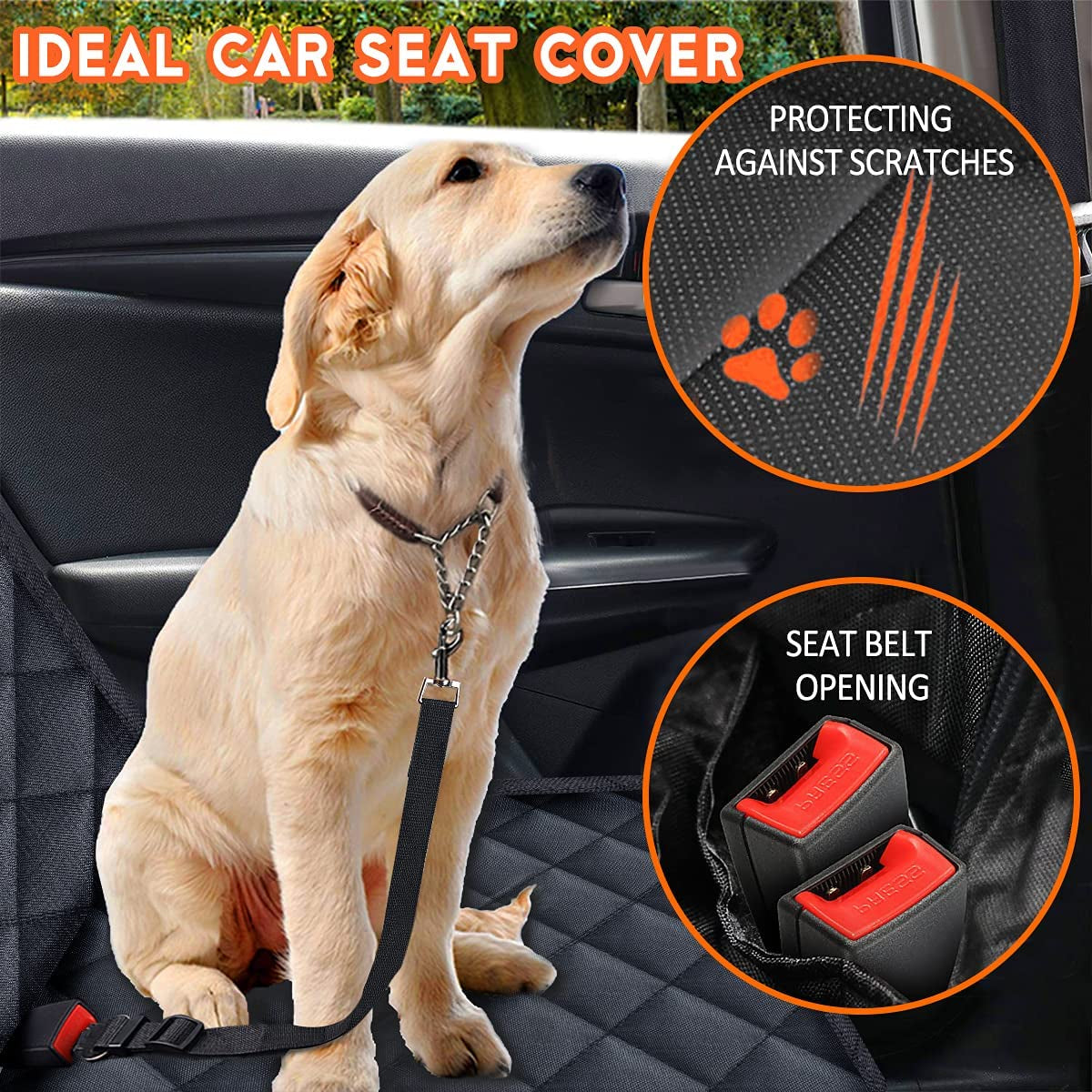 Ultimate Dog Car Seat Cover - Waterproof, Non-Slip Protector for Back Seats - Fits Most Cars, Trucks & SUVs - Black