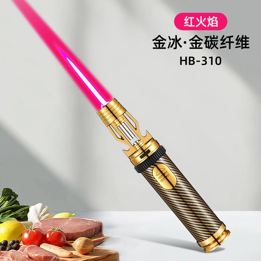 BBQ Barbecue Powerful Metal Gas Lighter Windproof Turbo Jet Red Blue Flame Kitchen Torch Cigar Smoking Accessories