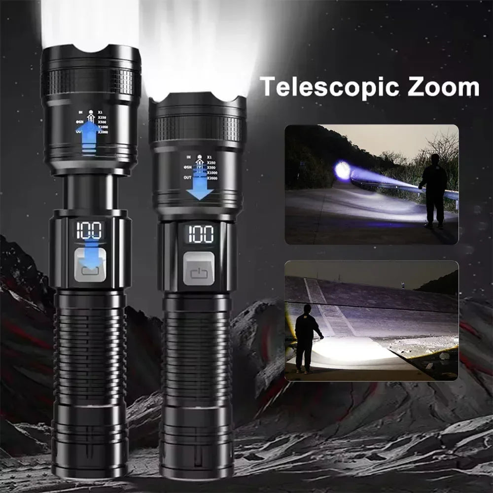 High Strong Power Led Flashlights Tactical Flash Light Torch Ultra Bright Lamp USB Charging Camping Fishing Defensa Zoom Lantern