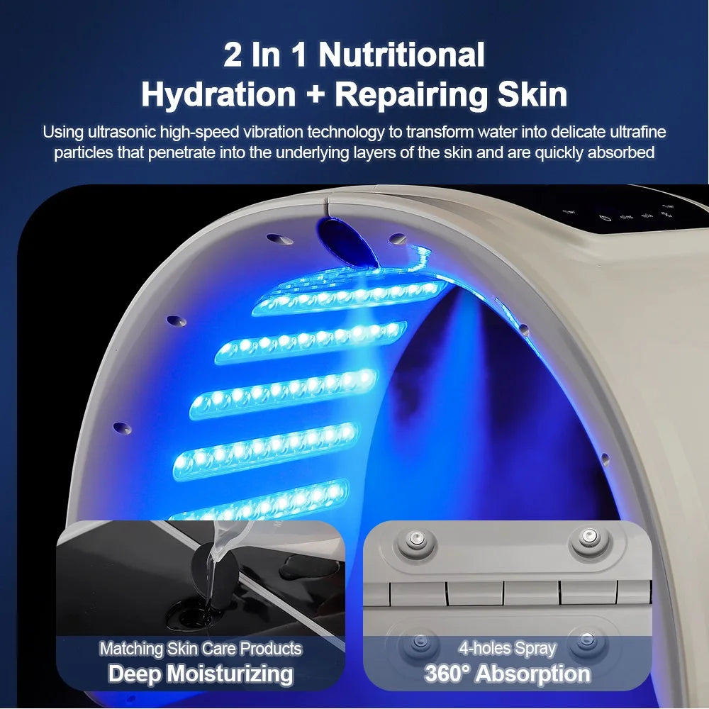 Foreverlily 7 Colors LED Photon Machine Skin Rejuvenation Nano Spray Facial Body Spa Device Deep Hydration Beauty Mask