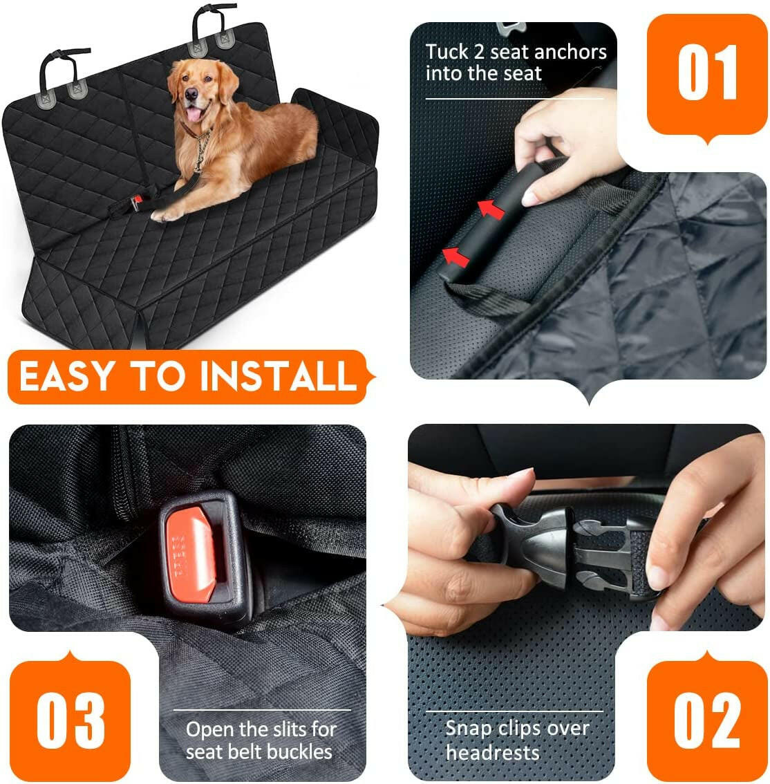 Ultimate Dog Car Seat Cover - Waterproof, Non-Slip Protector for Back Seats.
