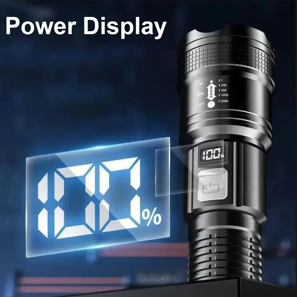 High Strong Power Led Flashlights Tactical Flash Light Torch Ultra Bright Lamp USB Charging Camping Fishing Defensa Zoom Lantern