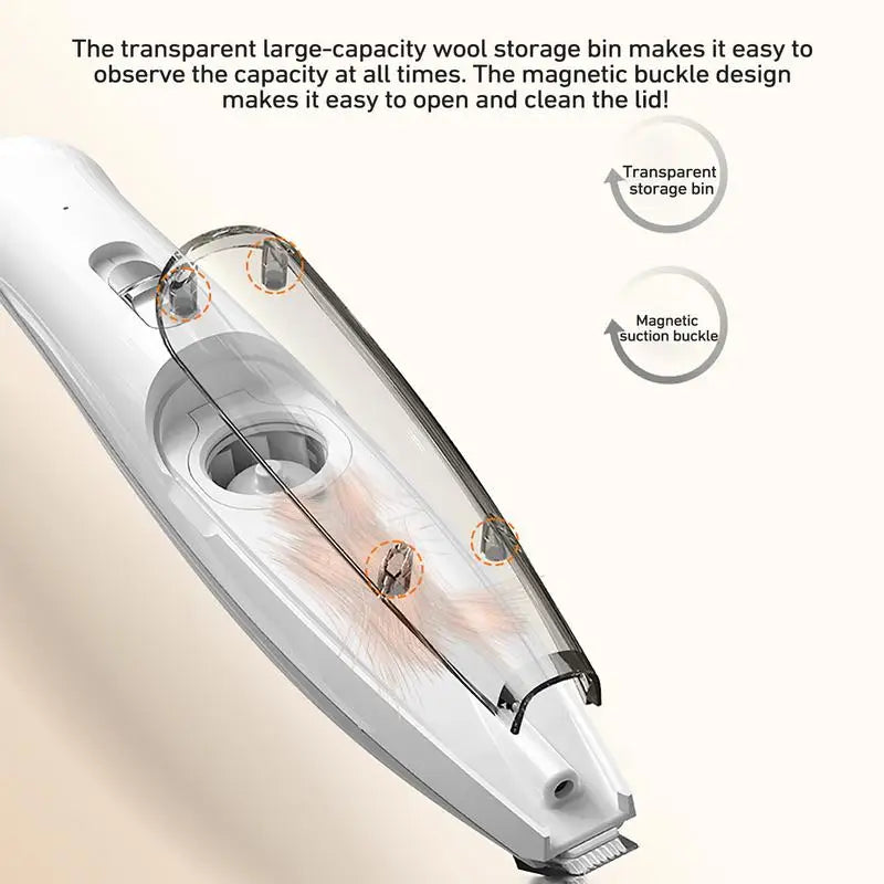 Cordless Dog Hair Trimmer with Vacuum Suction - Rechargeable, Low Noise Electric Groomer for Effortless Pet Grooming