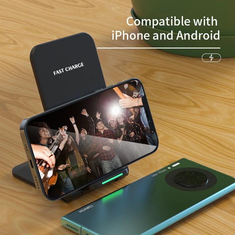Wireless Charger Stand Pad for Iphone 15 14 13 12 11 Pro Max Samsung Xiaomi Phone Chargers Induction Fast Charging Dock Station