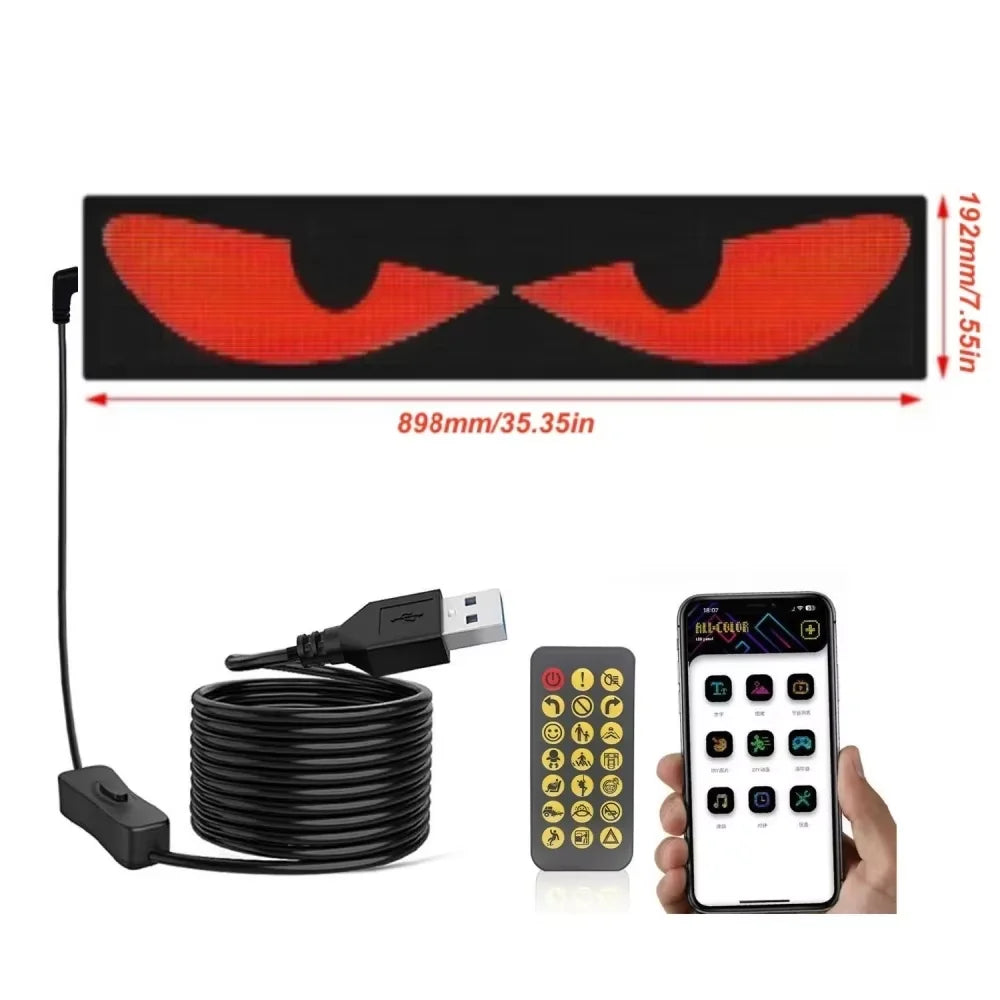 Programmable LED Devil Eyes Light for Cars - 23" x 4.7" Scrolling Display for Vehicle Windows and Festivals