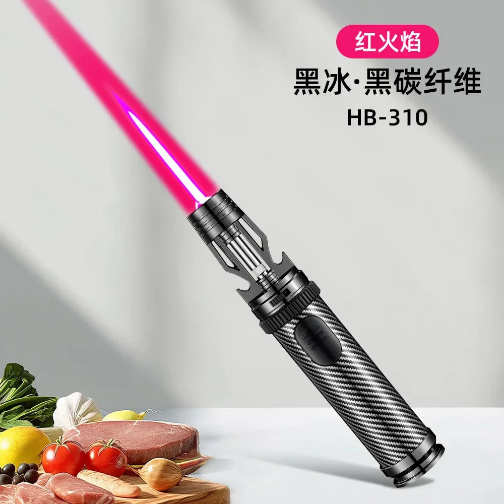BBQ Barbecue Powerful Metal Gas Lighter Windproof Turbo Jet Red Blue Flame Kitchen Torch Cigar Smoking Accessories