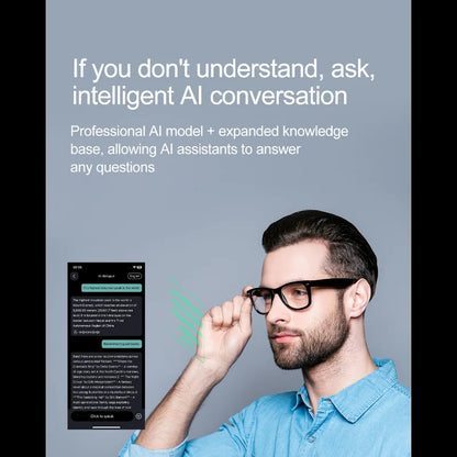 AI Intelligent Translation Bluetooth Glasses 135 Online Language AI Automatic Dialogue Translation Bluetooth Translation Glasses