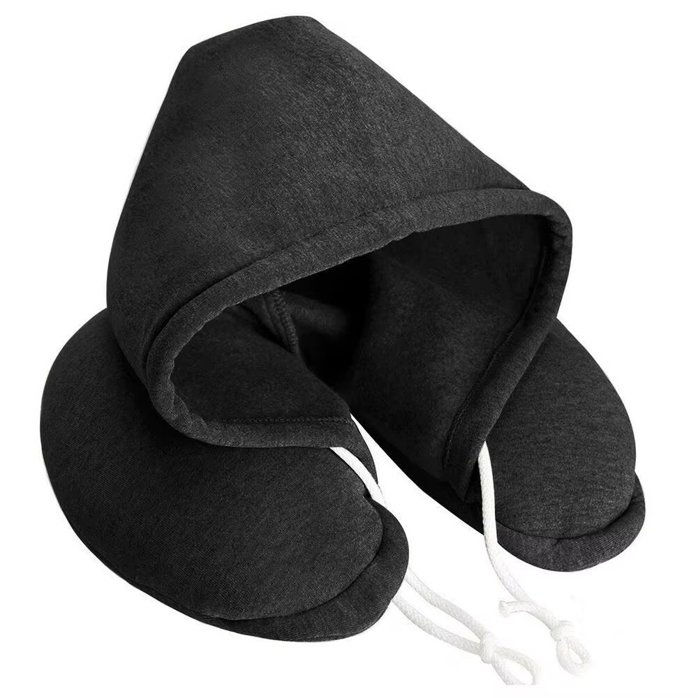 U-Shape Soft Comfortable Hooded Neck Travel Pillow Airplane Pillow with Hoodie