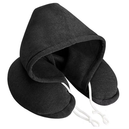 U-Shape Soft Comfortable Hooded Neck Travel Pillow Airplane Pillow with Hoodie