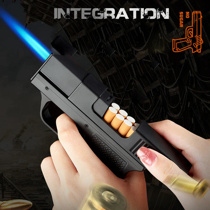 Professional Pistol Lighter Torch Gas Gun Set - 10 PCS Windproof Cigar and Cigarette Holders