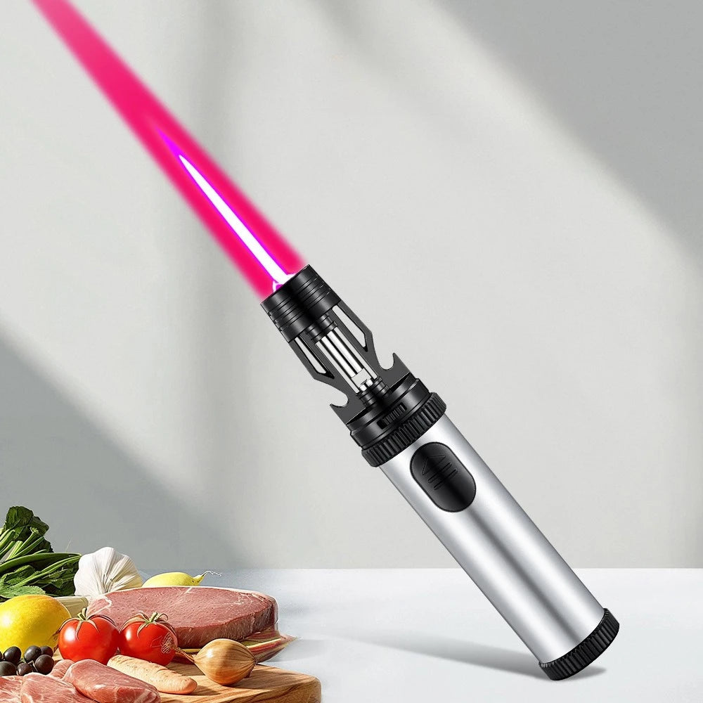 BBQ Barbecue Powerful Metal Gas Lighter Windproof Turbo Jet Red Blue Flame Kitchen Torch Cigar Smoking Accessories