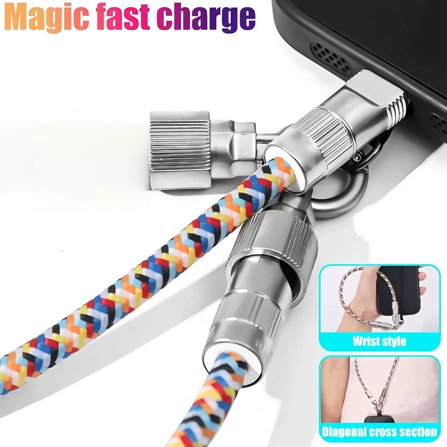 240W Fast Charging USB-C to C-Type Data Cable, Suitable for Type-C Phone Lanyard and Charging Cable 2-In-1 C-To-C Neck Wristband