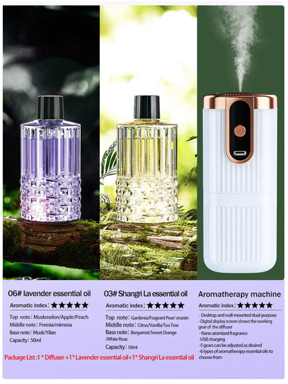 Rechargeable Mini Essential Oil Diffuser 5 Gear Aromatherapy Machine Large Mist Air Humidifier for Home Car Office Use