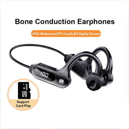 Bone Conduction Bluetooth 5.3 Earbuds Hanging Earhook IPX5 Running Sports Earphones with SD Card Play for Exercise Yoga Outdoor