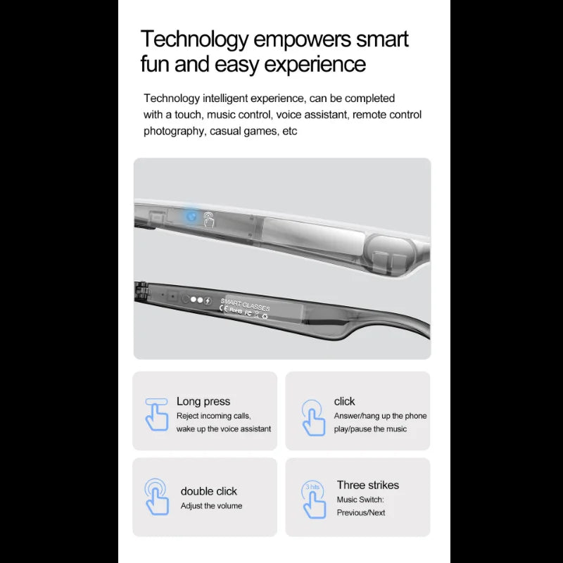 AI Intelligent Translation Bluetooth Glasses 135 Online Language AI Automatic Dialogue Translation Bluetooth Translation Glasses