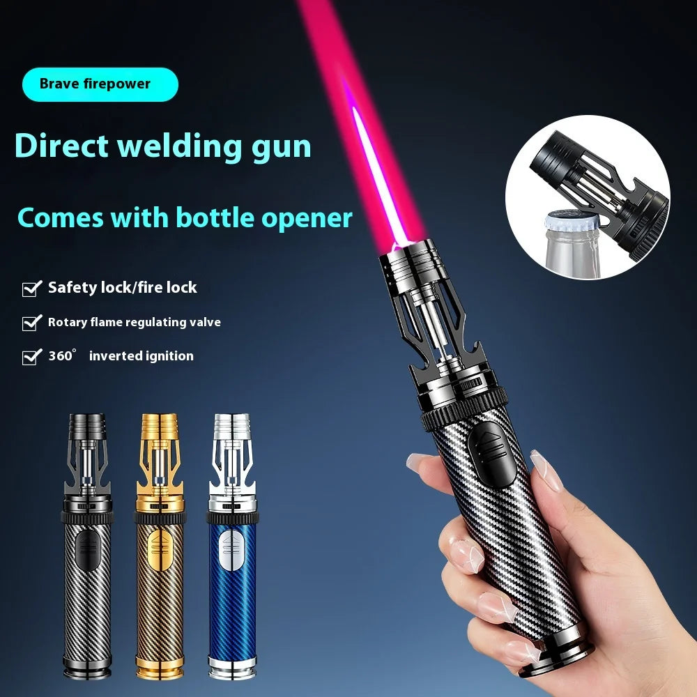 BBQ Barbecue Powerful Metal Gas Lighter Windproof Turbo Jet Red Blue Flame Kitchen Torch Cigar Smoking Accessories