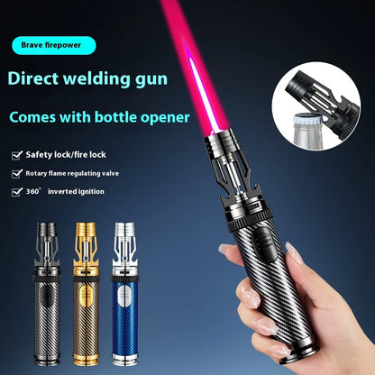 BBQ Barbecue Powerful Metal Gas Lighter Windproof Turbo Jet Red Blue Flame Kitchen Torch Cigar Smoking Accessories