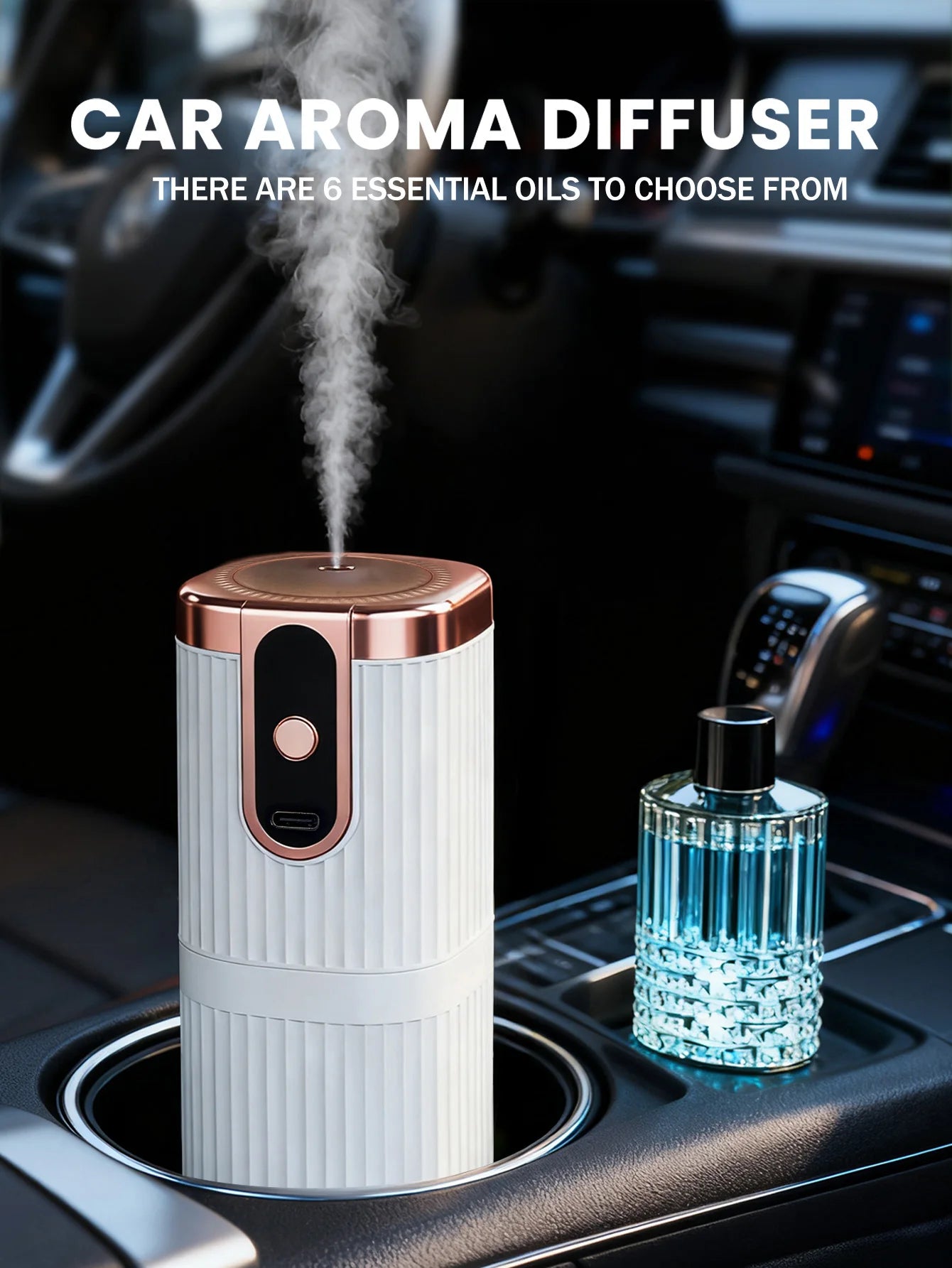 Rechargeable Mini Essential Oil Diffuser 5 Gear Aromatherapy Machine Large Mist Air Humidifier for Home Car Office Use