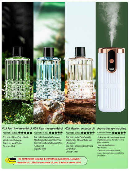Rechargeable Mini Essential Oil Diffuser 5 Gear Aromatherapy Machine Large Mist Air Humidifier for Home Car Office Use