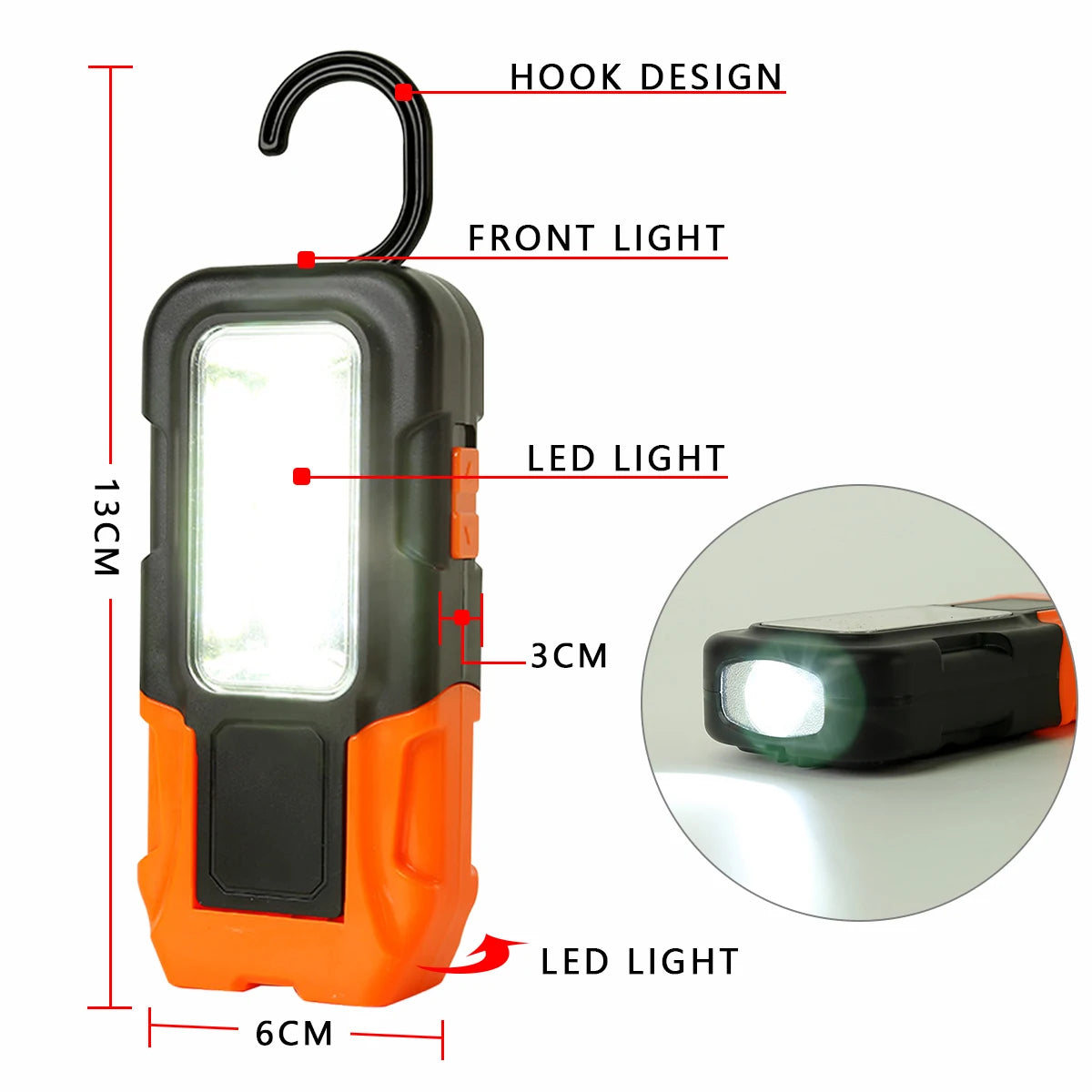 Portable Torch Strong Magnet COB LED Flashlight 3 Mode Battery Operated Latern Waterproof Mini Torch for Outdoor Camping