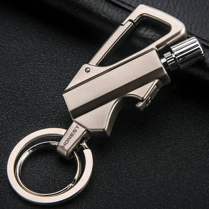 Outdoor Multifunctional Portable Match Keychain, Fuel Lighter, Metal, Camping Ignition Tool, Men'S Gadget