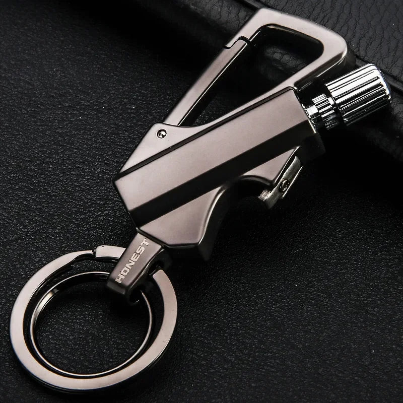 Outdoor Multifunctional Portable Match Keychain, Fuel Lighter, Metal, Camping Ignition Tool, Men'S Gadget