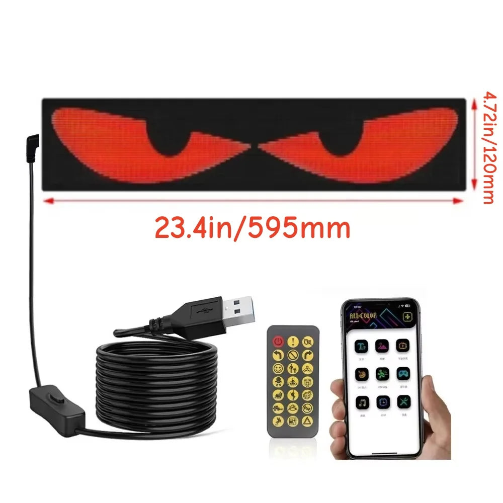 Programmable LED Devil Eyes Light for Cars - 23" x 4.7" Scrolling Display for Vehicle Windows and Festivals