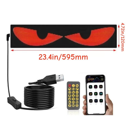 Programmable LED Devil Eyes Light for Cars - 23" x 4.7" Scrolling Display for Vehicle Windows and Festivals