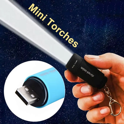 Mini LED Flashlight USB Rechargeable Flashlights Emergency Light Small Torch Pocket Flashlight Super Bright Torch