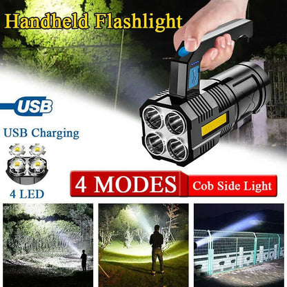 High Power Led Flashlights Quad-Core Powerful Flashlight USB Rechargeable Led Flashlight Camping Ultra Bright Torch Flightlight