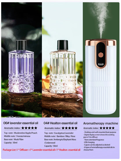 Rechargeable Mini Essential Oil Diffuser 5 Gear Aromatherapy Machine Large Mist Air Humidifier for Home Car Office Use