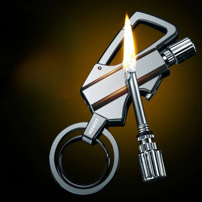 Outdoor Multifunctional Portable Match Keychain, Fuel Lighter, Metal, Camping Ignition Tool, Men'S Gadget