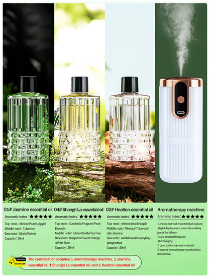 Rechargeable Mini Essential Oil Diffuser 5 Gear Aromatherapy Machine Large Mist Air Humidifier for Home Car Office Use