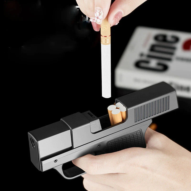 Professional Pistol Lighter Torch Gas Gun Set - 10 PCS Windproof Cigar and Cigarette Holders