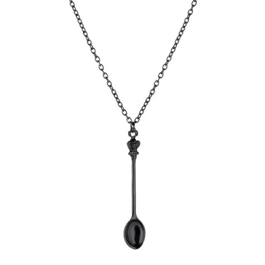 Alice Vintage Gold Crown Spoon Pendant Necklace 