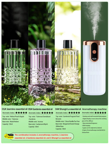 Rechargeable Mini Essential Oil Diffuser 5 Gear Aromatherapy Machine Large Mist Air Humidifier for Home Car Office Use
