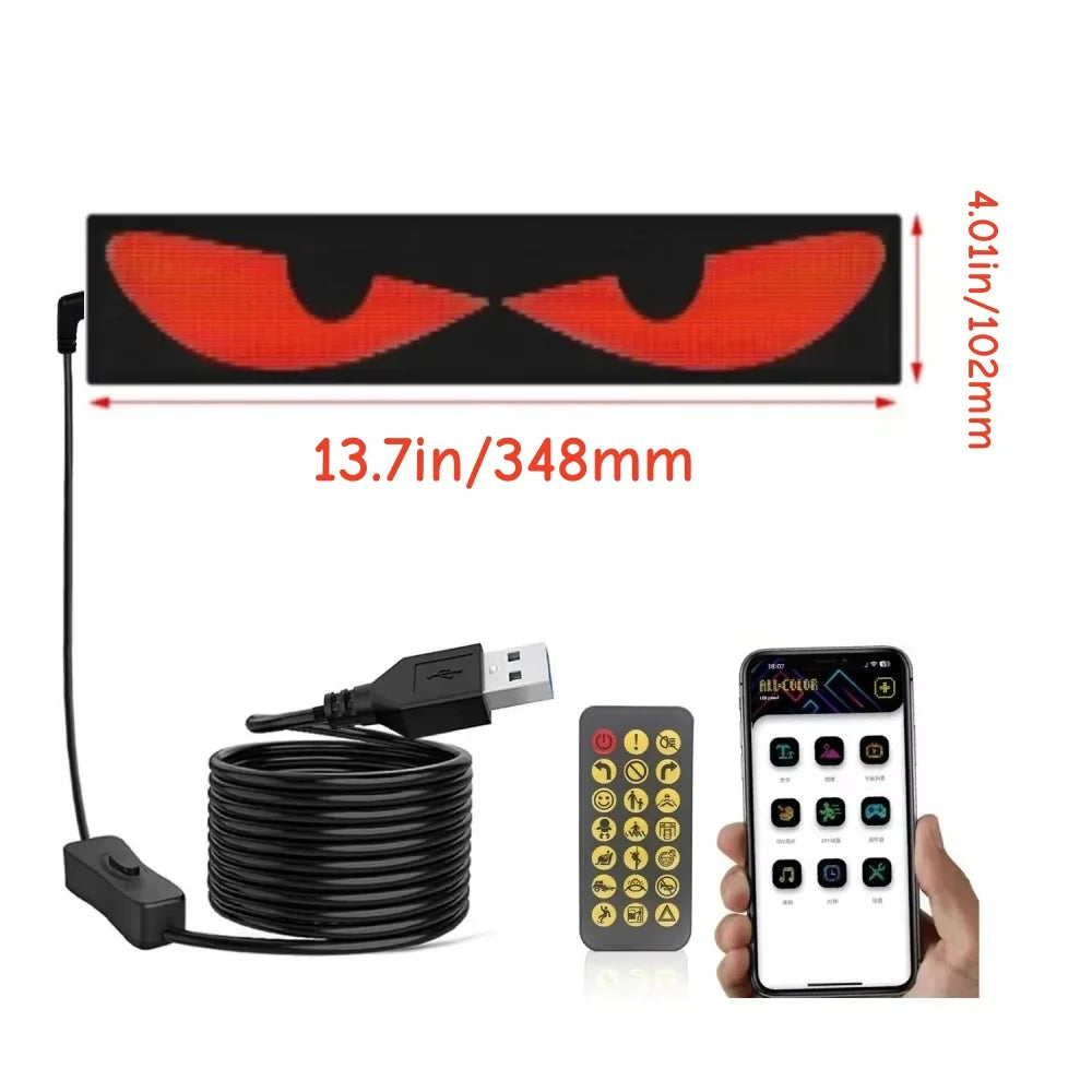 Programmable LED Devil Eyes Light for Cars - 23" x 4.7" Scrolling Display for Vehicle Windows and Festivals