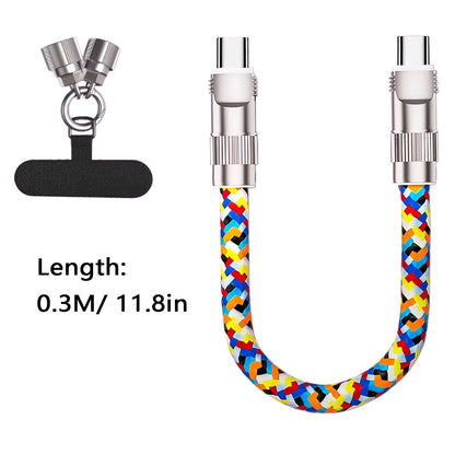 240W Fast Charging USB-C to C-Type Data Cable, Suitable for Type-C Phone Lanyard and Charging Cable 2-In-1 C-To-C Neck Wristband
