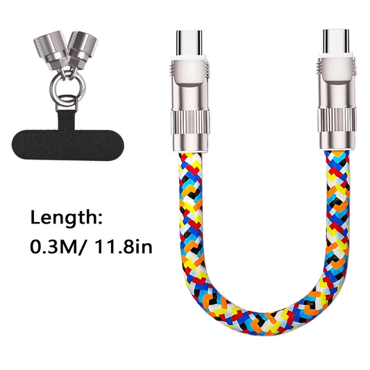 240W Fast Charging USB-C to C-Type Data Cable, Suitable for Type-C Phone Lanyard and Charging Cable 2-In-1 C-To-C Neck Wristband