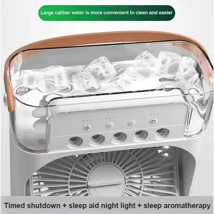 Portable Humidifier Fan Air Conditioners USB Electric Fan LED Night Light Water Mist Fun 3 in 1 Air Cooler Humidifie for Home