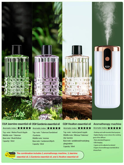 Rechargeable Mini Essential Oil Diffuser 5 Gear Aromatherapy Machine Large Mist Air Humidifier for Home Car Office Use
